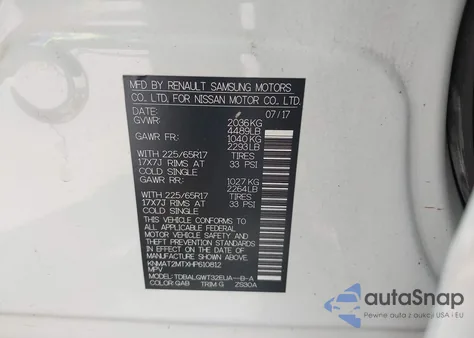 2017 Nissan Rogue Sv from USA, damaged, VIN KNMAT2MTXHP610812
